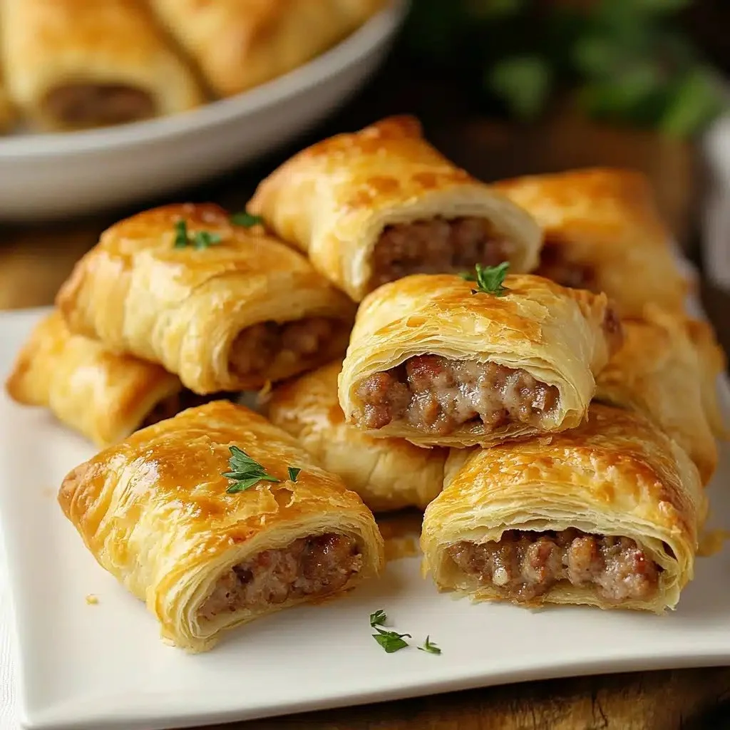 Easy 3-ingredient crescent sausage bites on a plate for delicious appetizers