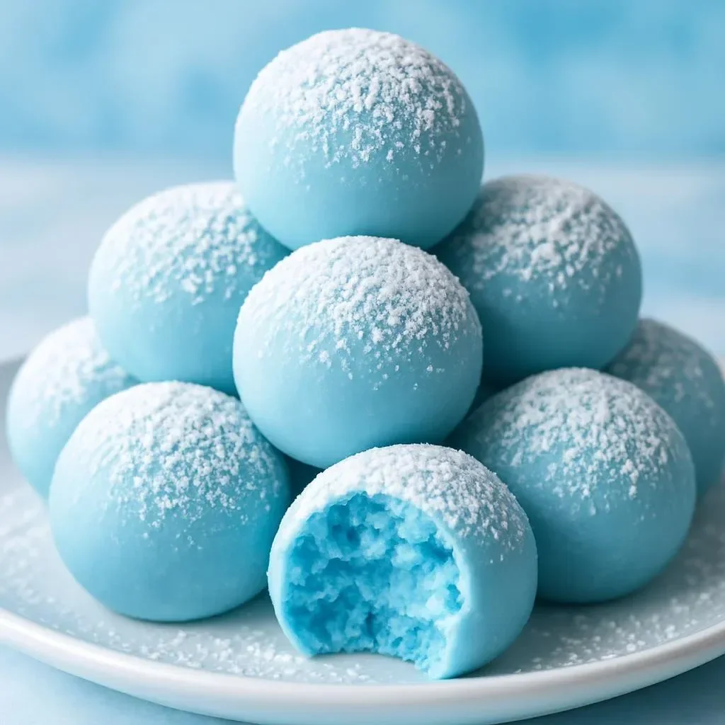 Delicious blue Christmas truffles decorated for the festive season