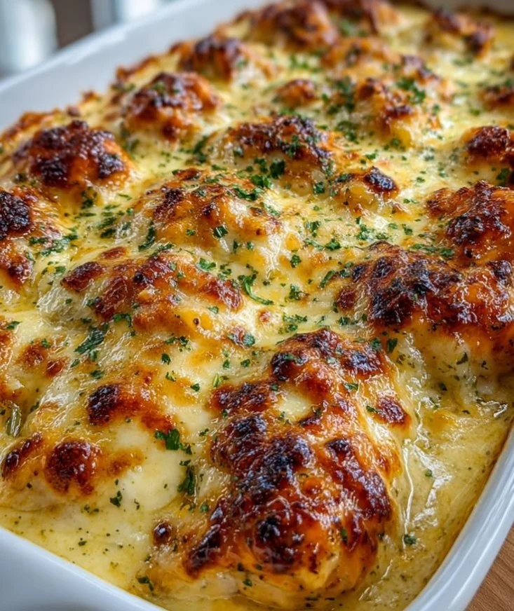 Delicious Italian Chicken Casserole served in a baking dish