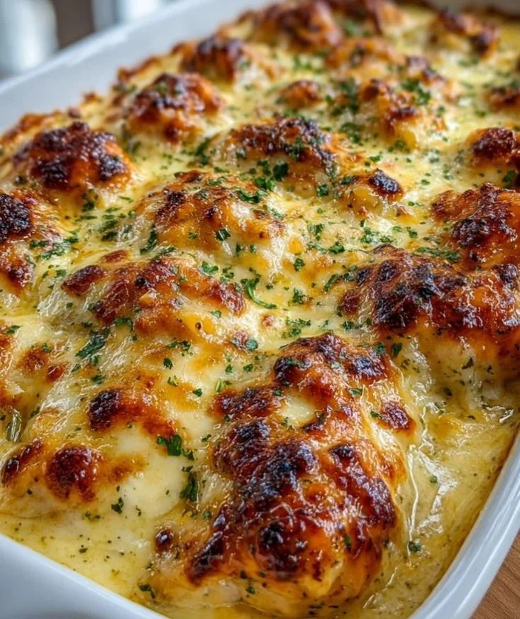 Delicious Italian Chicken Casserole served in a rustic dish