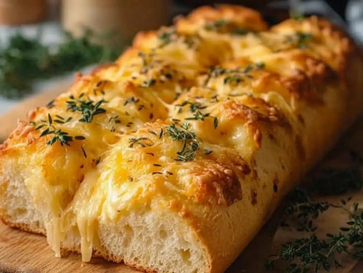 Homemade Italian herbs and cheese bread loaf