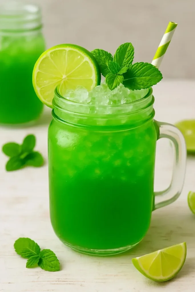 Colorful Liquid Marijuana drink served in a cocktail glass with garnishes