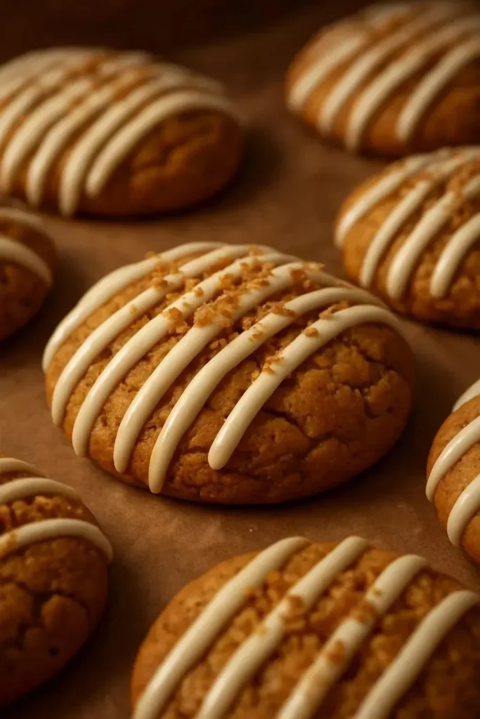 Maple cinnamon cookies drizzled with white chocolate for a sweet treat
