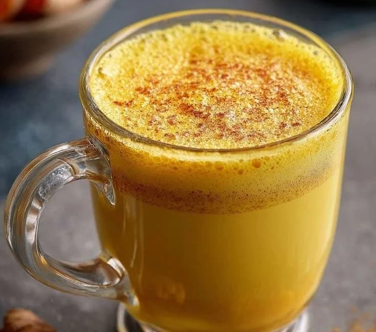 Refreshing morning turmeric drink for wellness and vitality in a glass.