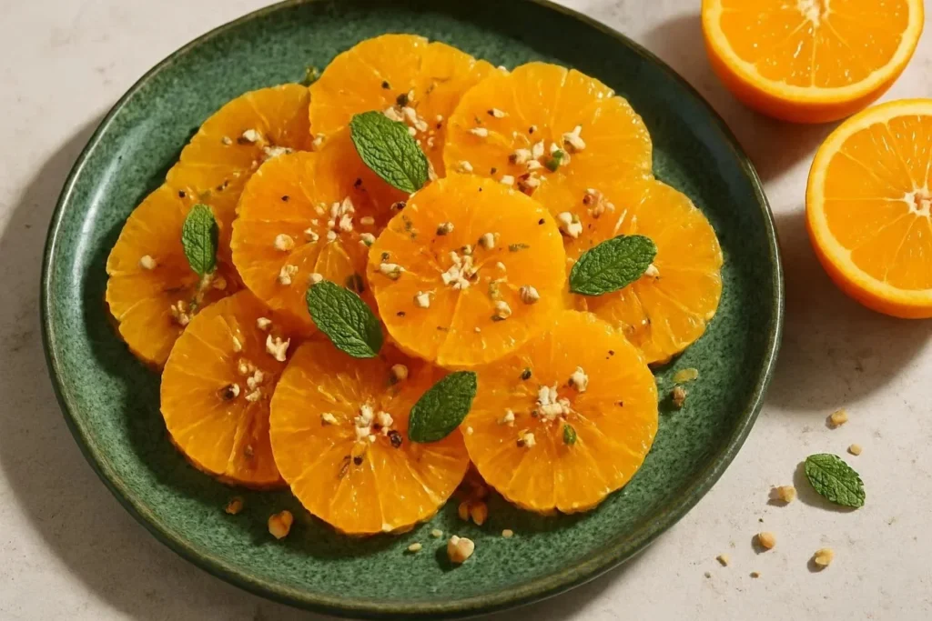 Delicious Moroccan Orange Salad with citrus segments and spices
