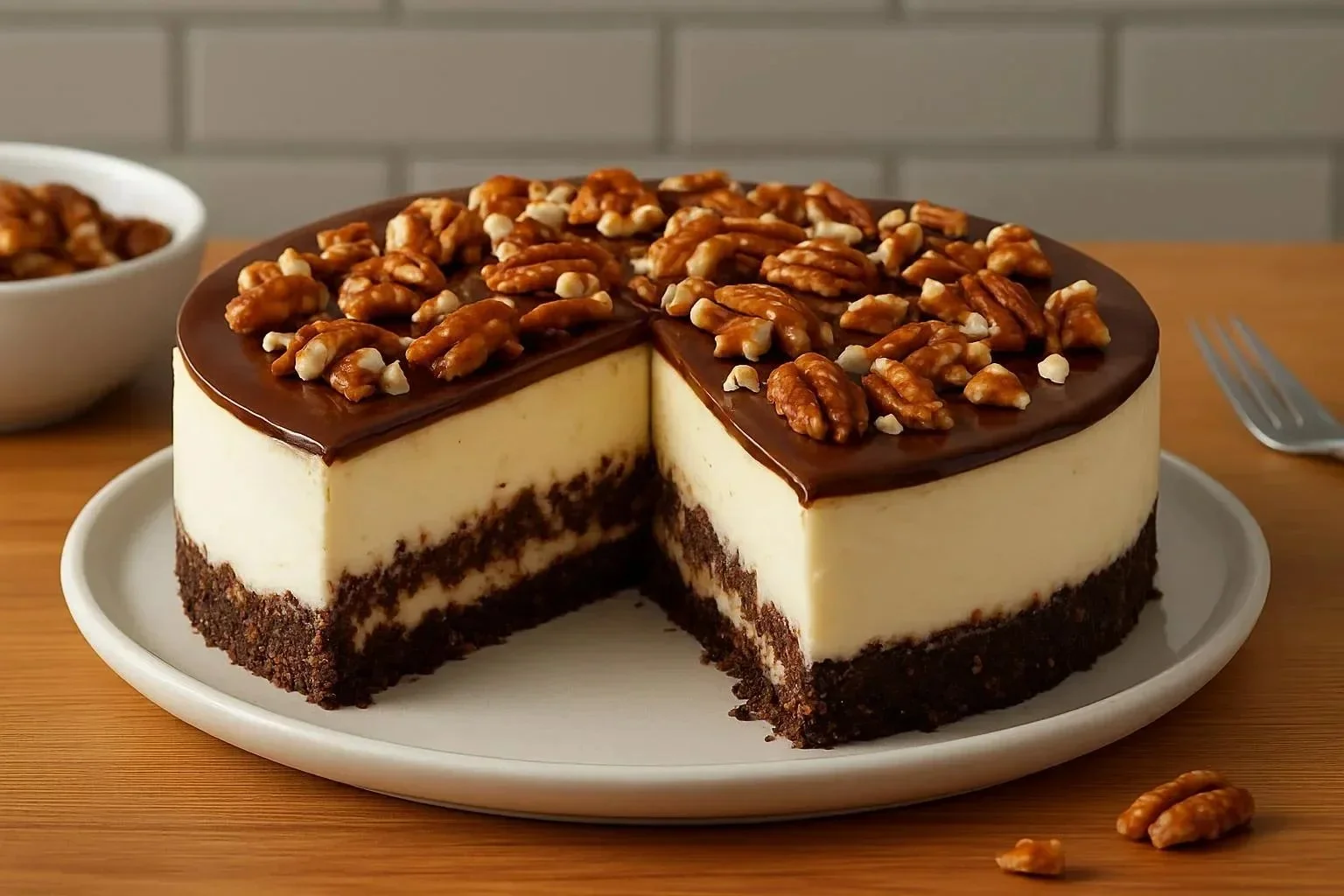 No-bake turtle lush bars with chocolate, caramel, and pecans