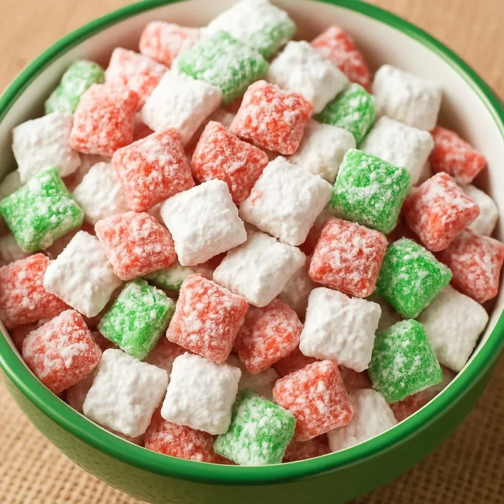 North Pole Party Mix with sweet and minty ingredients for holiday treats