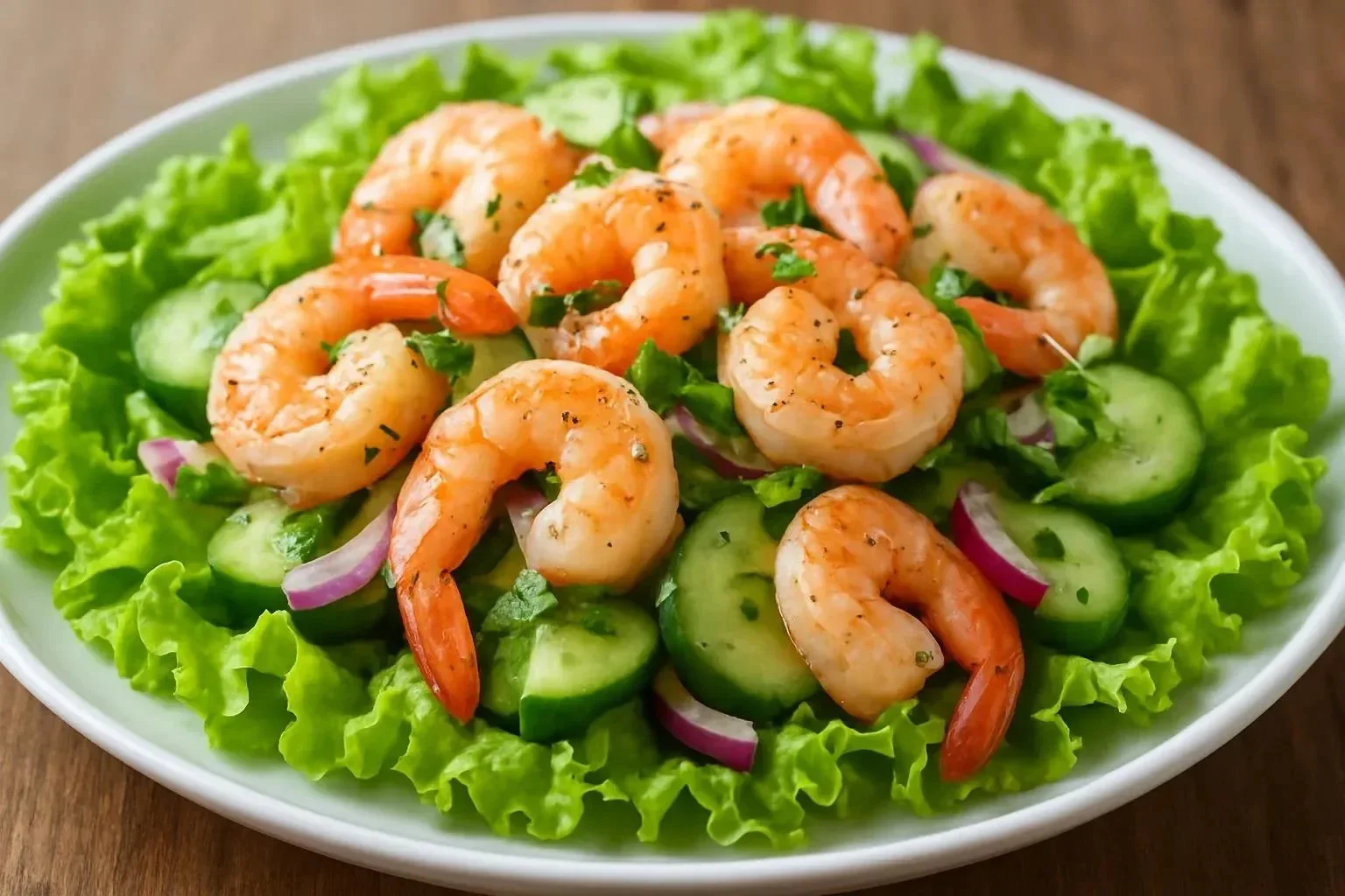 Delicious Old Bay shrimp salad served in a bowl with fresh greens.
