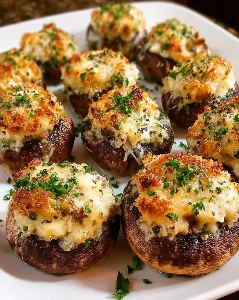 Delicious Olive Garden stuffed mushrooms served as a savory appetizer