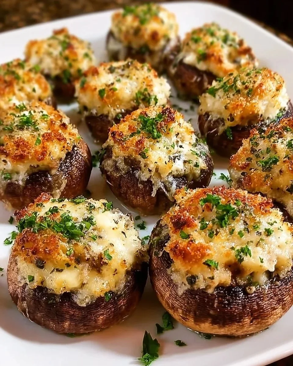 Delicious Olive Garden stuffed mushrooms served as a savory appetizer