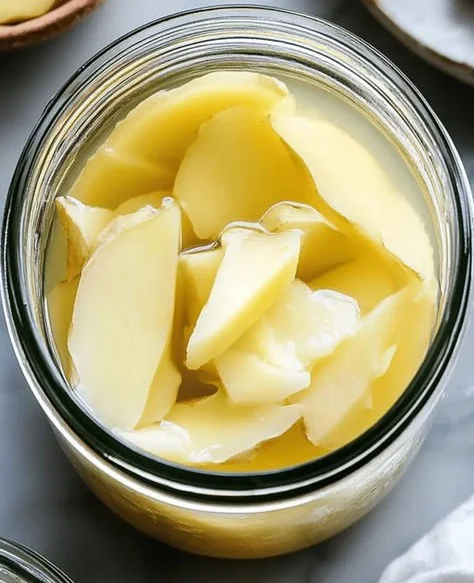 A bowl of pickled ginger slices, ideal for sushi and culinary dishes