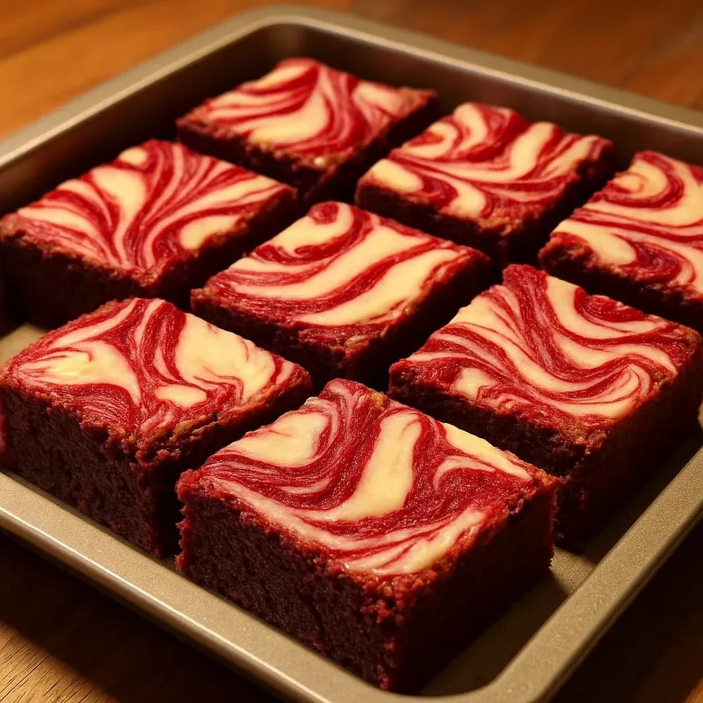 Delicious Red Velvet Brookies with chocolate chips, a perfect dessert treat.