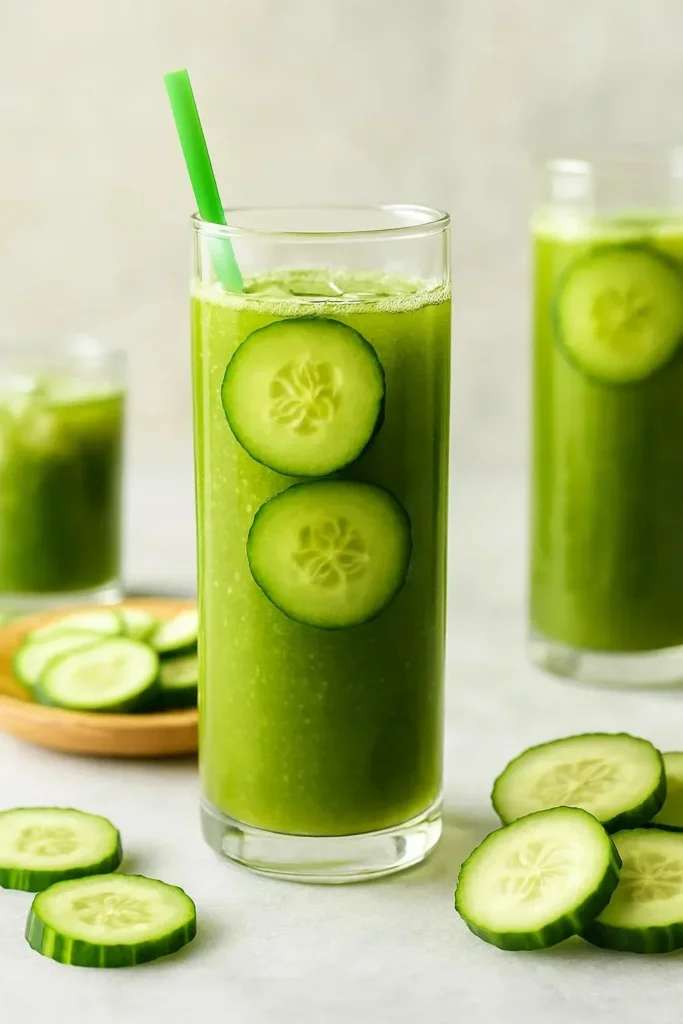 A refreshing Green Goddess Kombucha smoothie with fresh ingredients