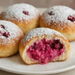 Rhubarb cheesecake bombs with creamy filling and a crunchy crust