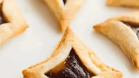 Delicious Hamantaschen cookies arranged for Purim celebrations
