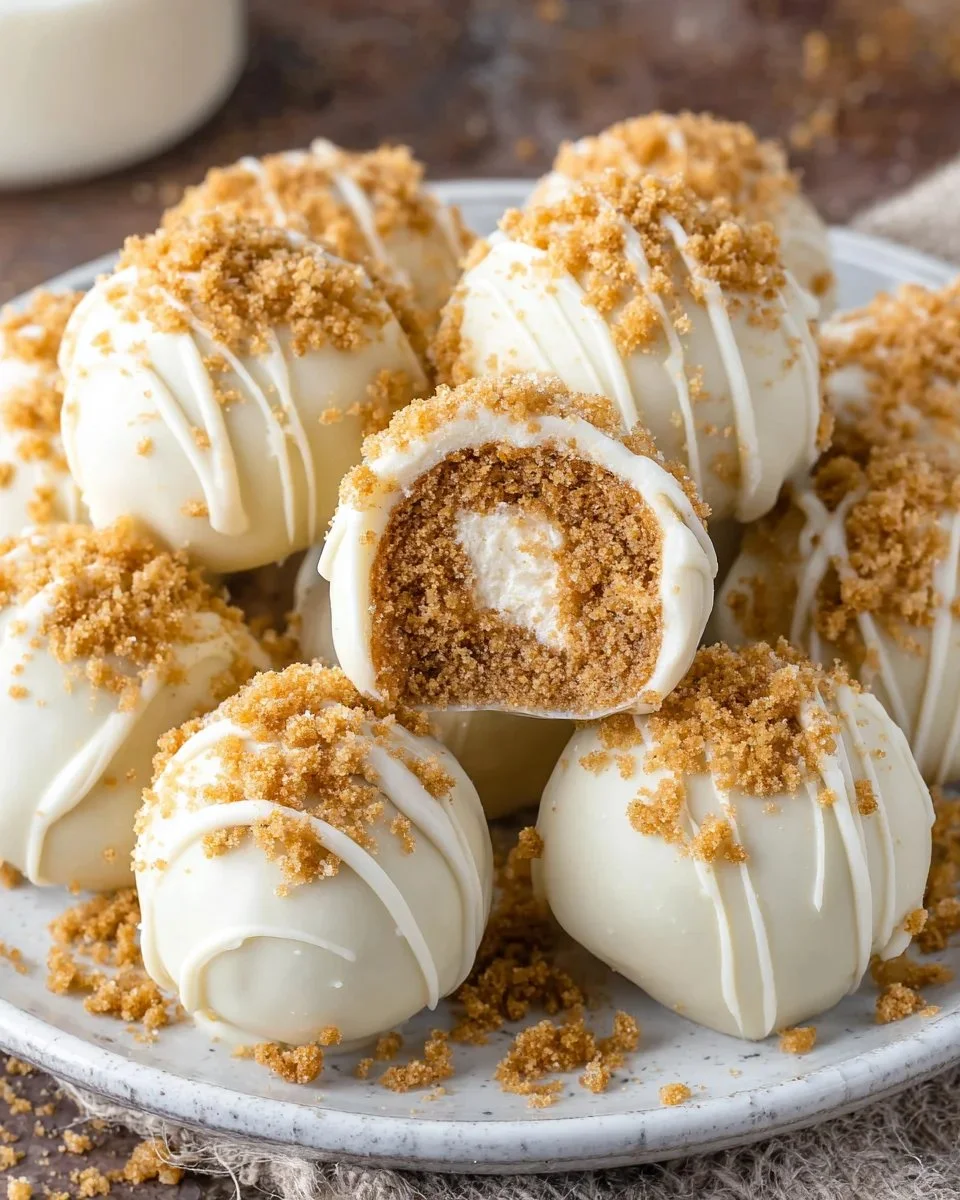 Delicious snickerdoodle cream cheese truffles on a decorative plate.