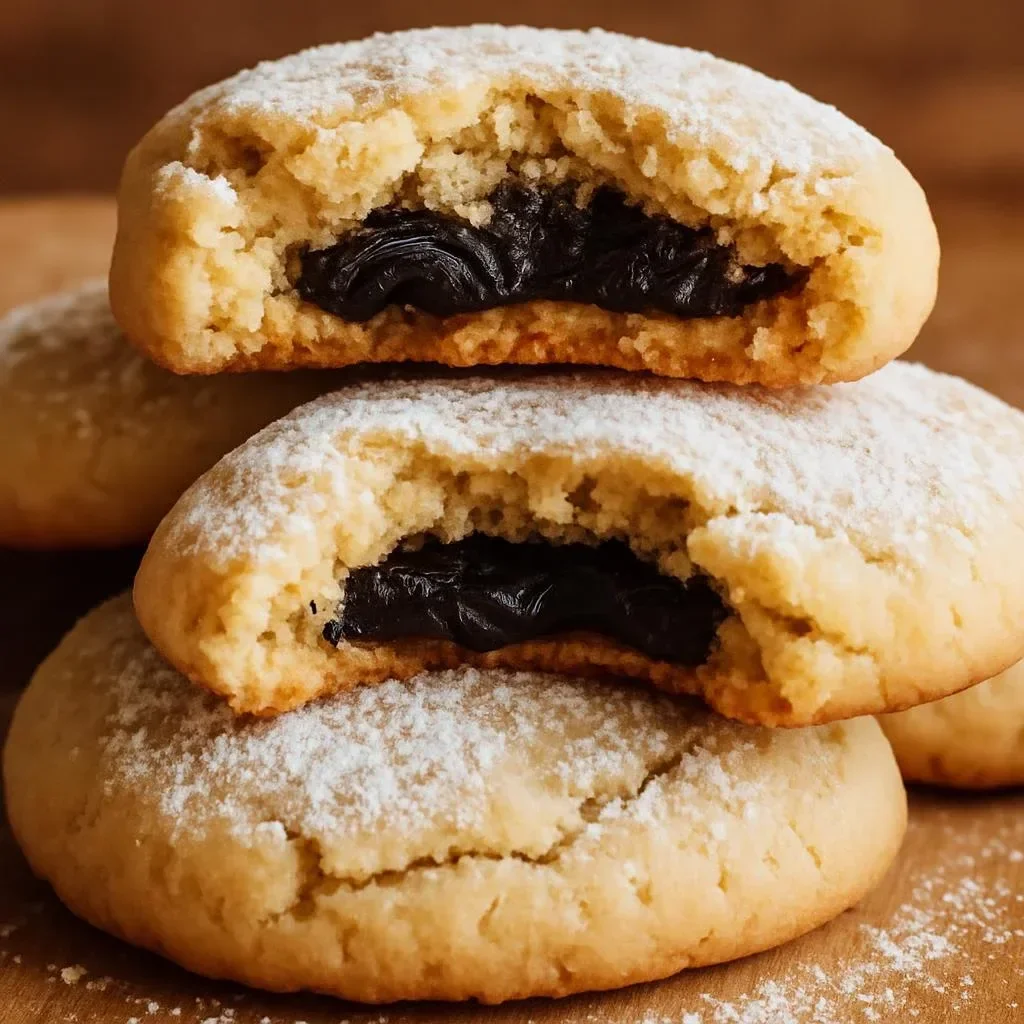 Soft and buttery date filled cookies on a plate, ready to be enjoyed.