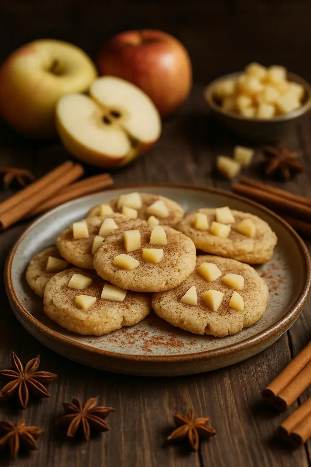 Delicious soft and chewy apple cinnamon cookies on a plate