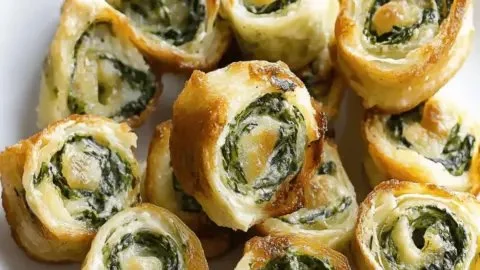 Bite-sized pinwheels filled with creamy spinach dip, perfect for appetizers