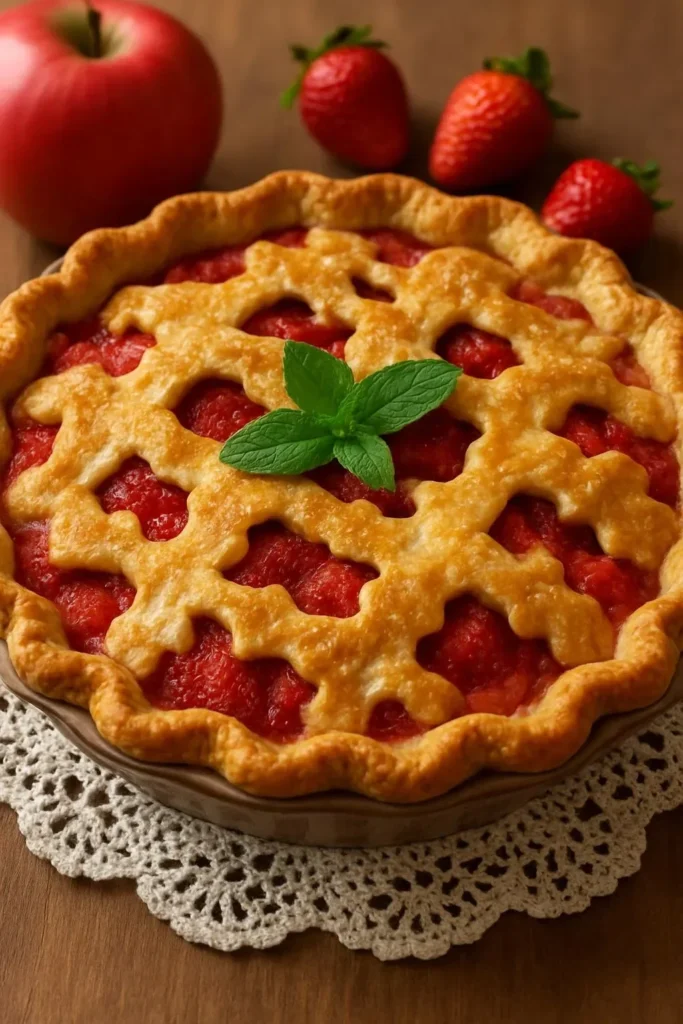 Delicious Strawberry Apple Golden Crust dessert with fresh strawberries and apples