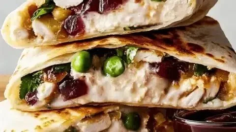 Thanksgiving Crunchwrap filled with festive leftovers for a modern twist on Thanksgiving meals