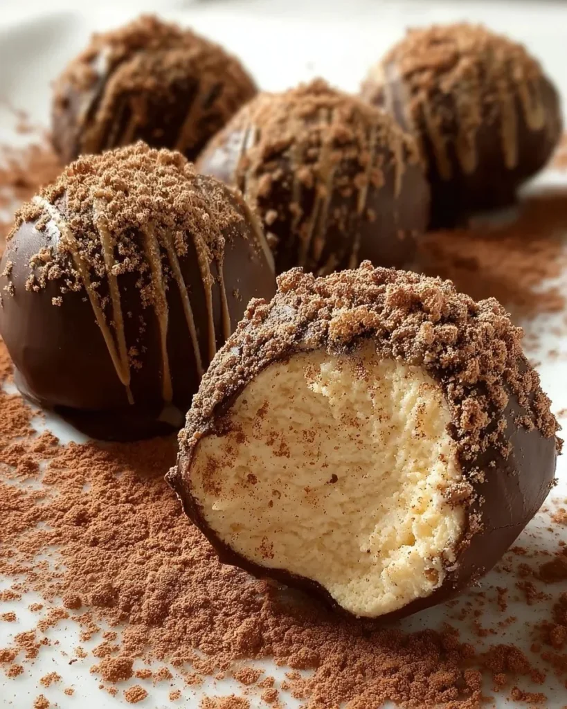 Delicious homemade tiramisu truffles with cocoa powder dusting