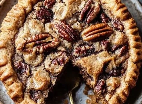 Brown Sugar Maple Pecan Cookie Pie with pecans and maple syrup
