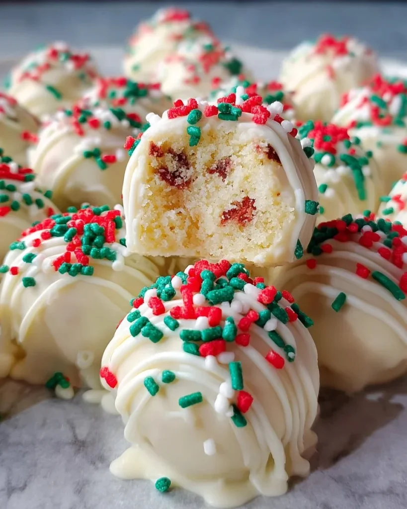 Christmas Tree Cake Truffles decorated for the holiday season