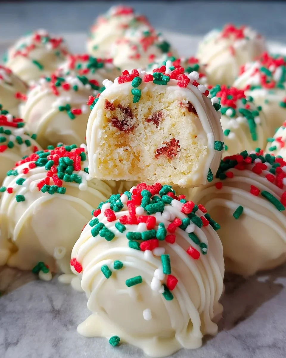 Christmas Tree Cake Truffles decorated for the holiday season