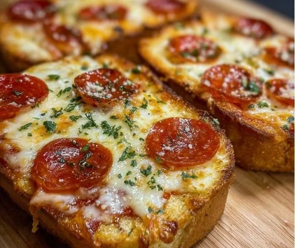Crispy cheesy Texas toast pizza topped with fresh ingredients and melted cheese