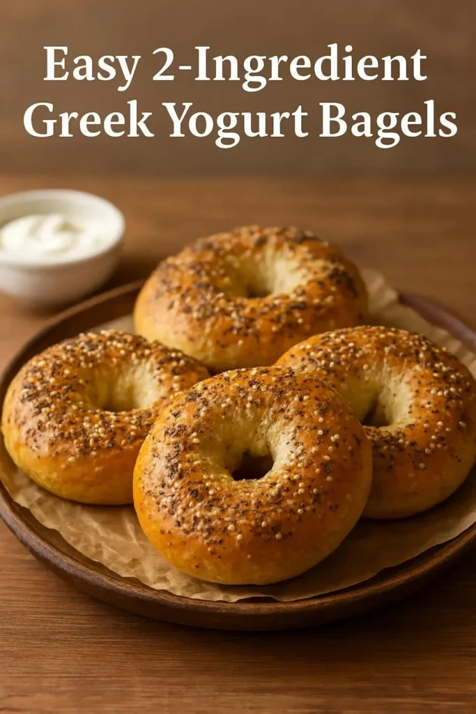 Homemade 2-ingredient Greek yogurt bagels baked to perfection.