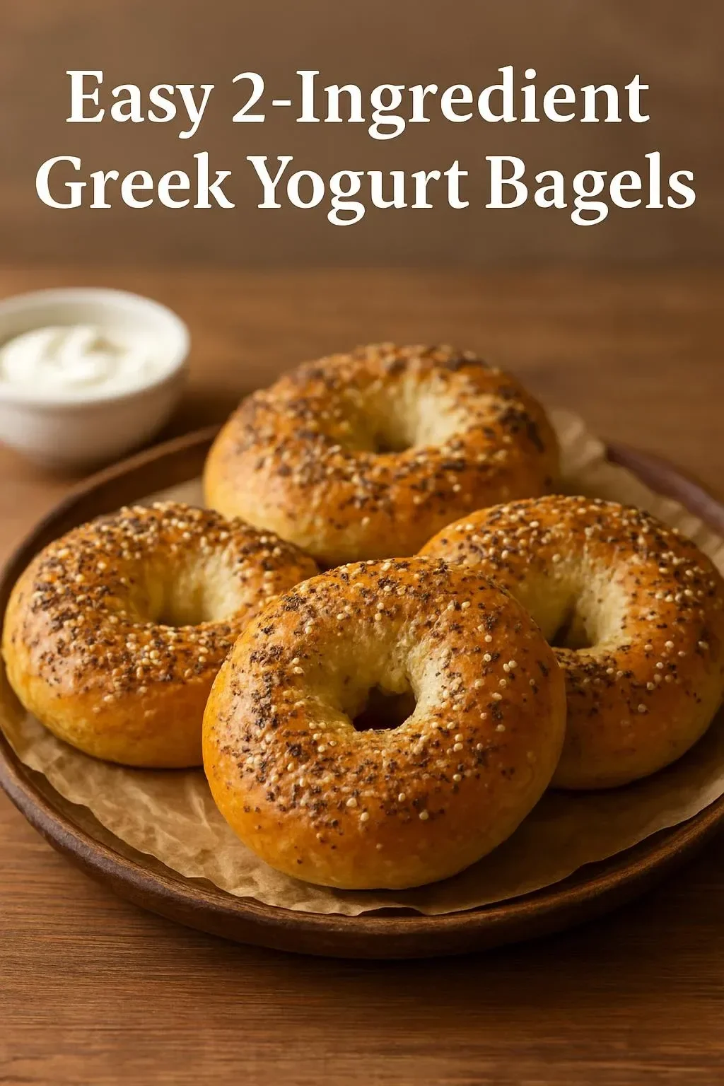 Homemade 2-ingredient Greek yogurt bagels baked to perfection.