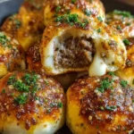 Delicious Garlic Parmesan Cheeseburger Bombs served on a platter