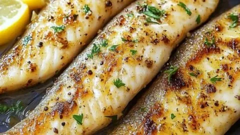 Gordon Ramsay's trout recipe with brown butter and lemon served on a plate