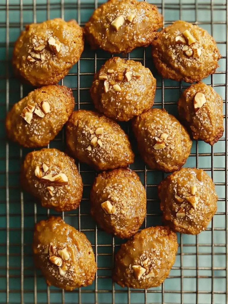 Plate of traditional Greek Honey Walnut Cookies with walnuts and honey glaze