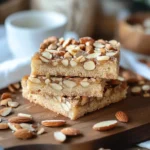 Deliciously baked almond bars on a plate ready to be served
