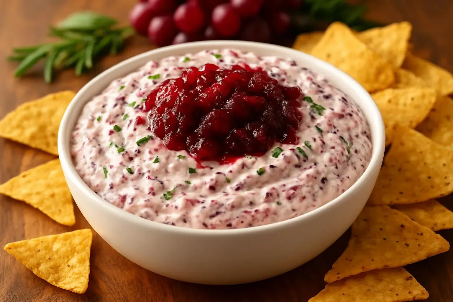 Irresistible Cranberry Jalapeño Cream Cheese Dip served in a festive bowl