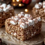 Delicious Hot Chocolate Rice Krispie Treats decorated with festive toppings