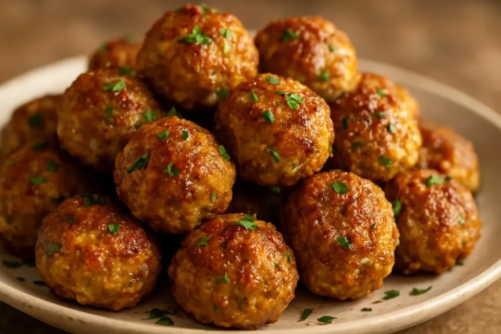 Keto Sausage Balls made with Cream Cheese, a low-carb snack option