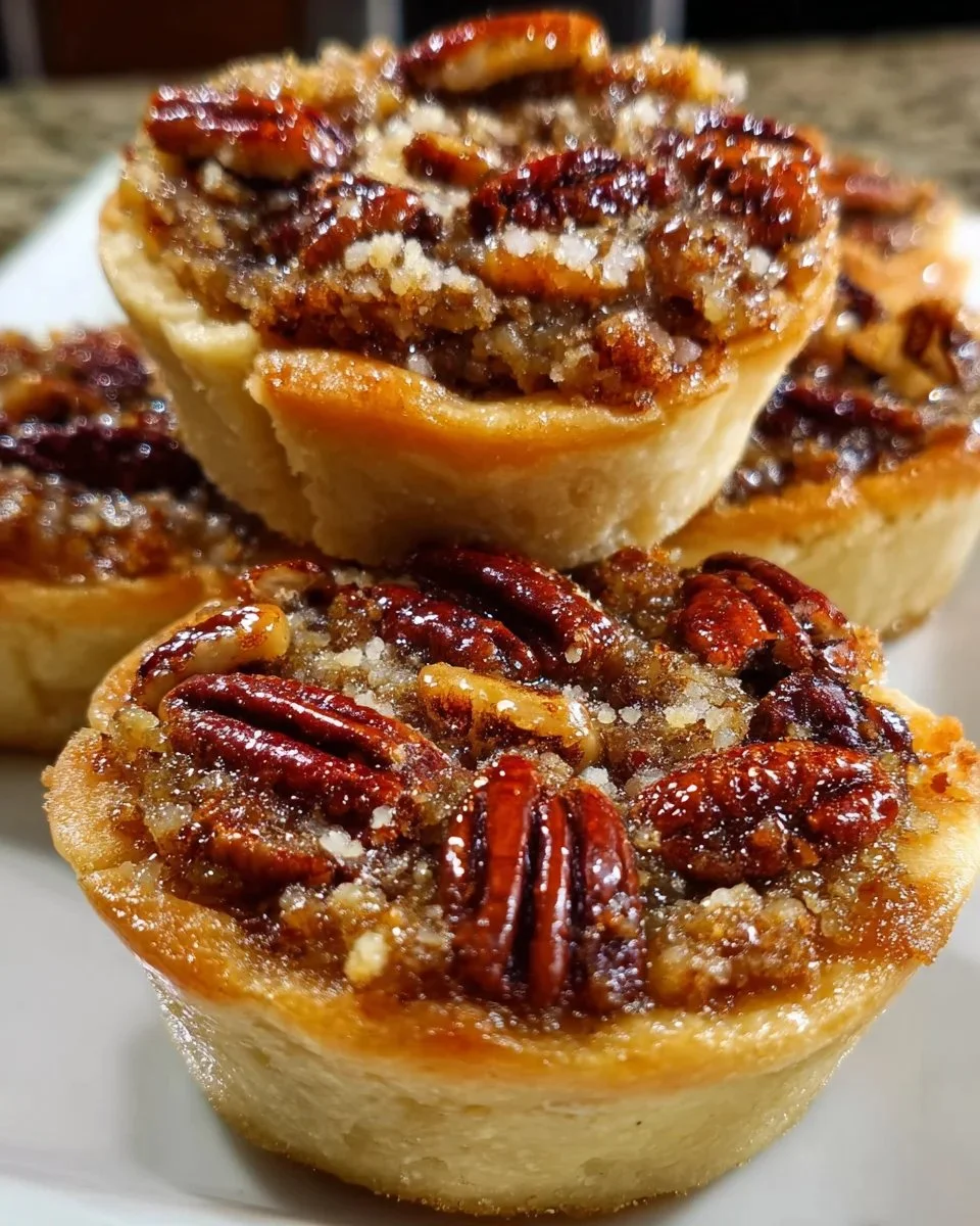 Delicious mini pecan pies ready to be served at a dessert table