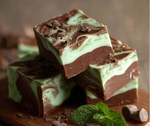 Delicious mint chocolate fudge dessert with a rich green and brown color.