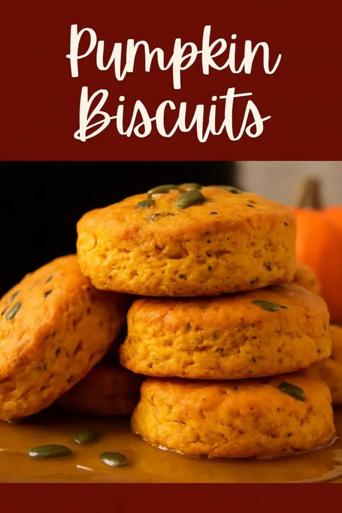 Freshly baked pumpkin biscuits served on a rustic wooden table