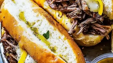 Delicious Instant Pot Italian beef sandwiches served on a plate
