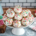 Delicious Christmas Tree Cake Balls decorated for the holiday season