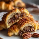 Pecan pie crescent rolls with a golden flaky crust and pecan topping